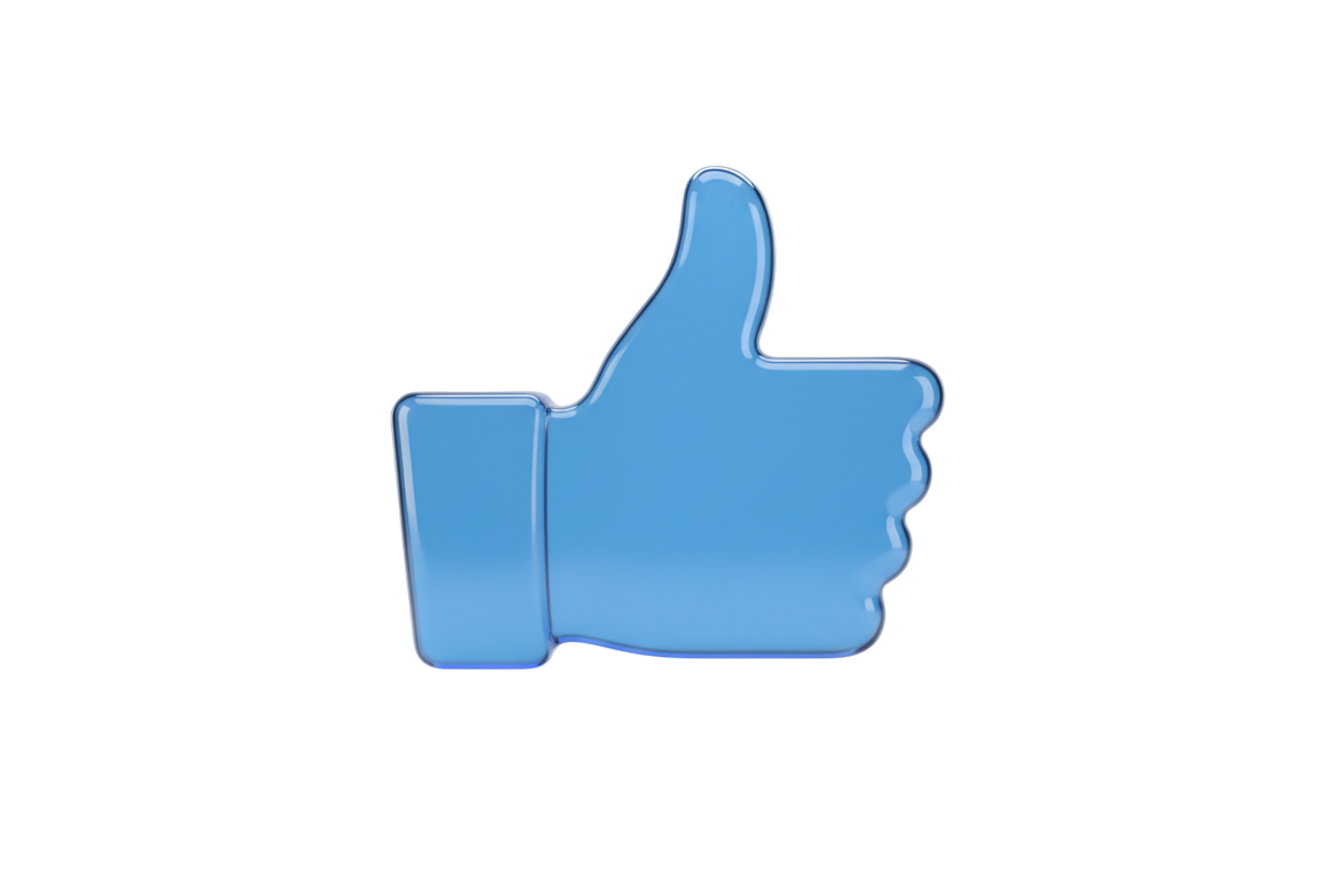 emotka niebieskiego 3d like na bialym tle